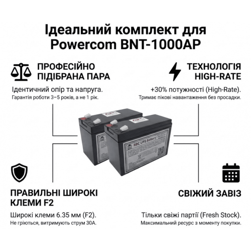 Акумулятори для ДБЖ (UPS) Powercom BNT-1000AP